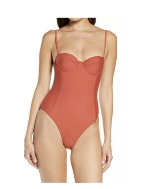 Veronica Beard Bridge Underwire One Piece Swimsuit Terracotta Size Small